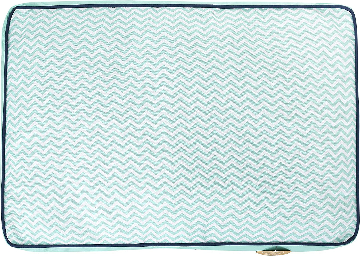 Now House for Pets Teal Chevron Cushion Dog Bed, Medium, 30.0"L X 20.0"W X 5.0"Th, Cotton/Poly Blend, Removable Cover, Machine Washable