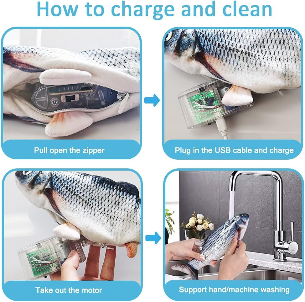 Remote Control Cat Toy - Interactive Catnip Toys for Indoor Cats, 11" Realistic Electric Flopping Fish Kiten Kicker Toy, Automatic Moving Floppy Fish for Bored Kitten and Small Dogs