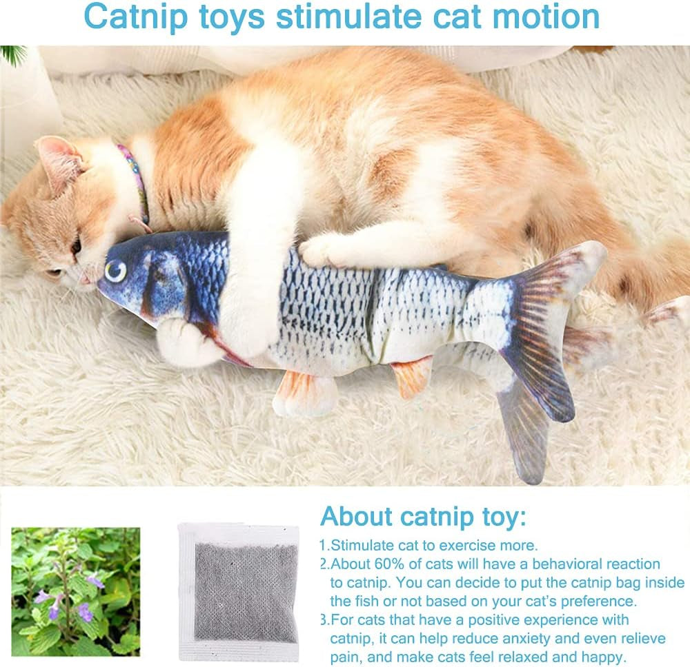 Remote Control Cat Toy - Interactive Catnip Toys for Indoor Cats, 11" Realistic Electric Flopping Fish Kiten Kicker Toy, Automatic Moving Floppy Fish for Bored Kitten and Small Dogs