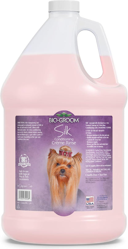 Silk Creme Rinse Dog & Puppy Conditioner - Hair Detangler for Dogs, Moisturizes Skin & Coat, Removes Tangles & Frizz, Made in USA - 1 Gallon