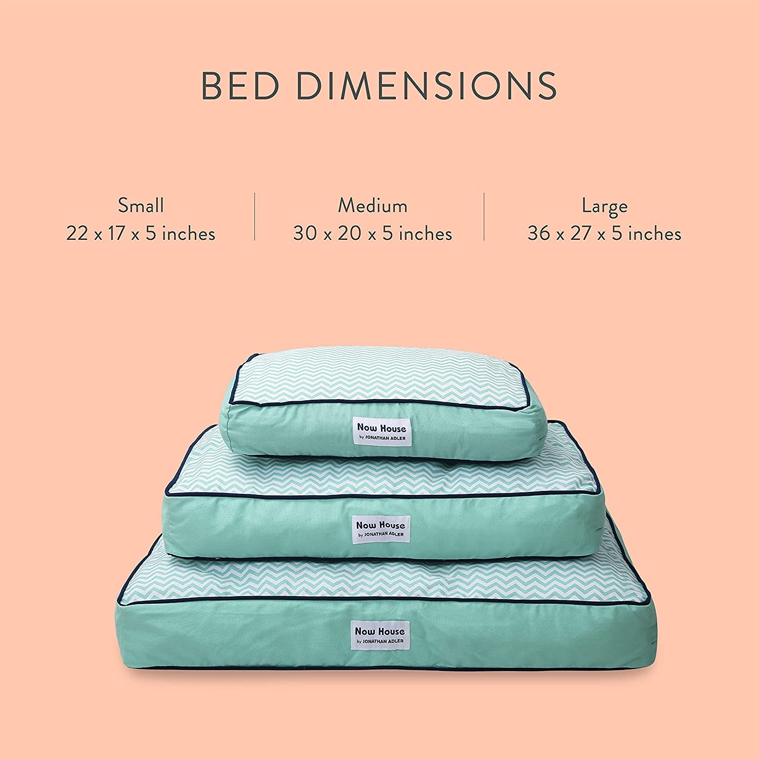 Now House for Pets Teal Chevron Cushion Dog Bed, Medium, 30.0"L X 20.0"W X 5.0"Th, Cotton/Poly Blend, Removable Cover, Machine Washable