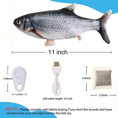 Remote Control Cat Toy - Interactive Catnip Toys for Indoor Cats, 11" Realistic Electric Flopping Fish Kiten Kicker Toy, Automatic Moving Floppy Fish for Bored Kitten and Small Dogs
