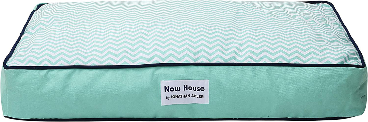 Now House for Pets Teal Chevron Cushion Dog Bed, Medium, 30.0"L X 20.0"W X 5.0"Th, Cotton/Poly Blend, Removable Cover, Machine Washable