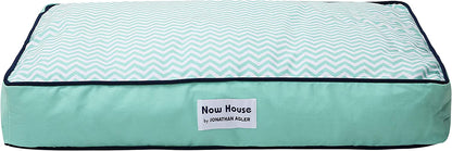 Now House for Pets Teal Chevron Cushion Dog Bed, Medium, 30.0"L X 20.0"W X 5.0"Th, Cotton/Poly Blend, Removable Cover, Machine Washable