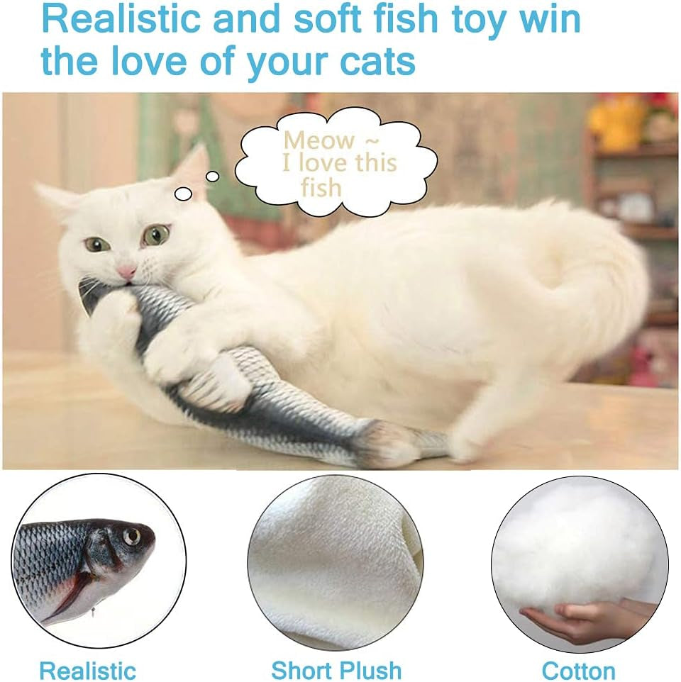 Remote Control Cat Toy - Interactive Catnip Toys for Indoor Cats, 11" Realistic Electric Flopping Fish Kiten Kicker Toy, Automatic Moving Floppy Fish for Bored Kitten and Small Dogs