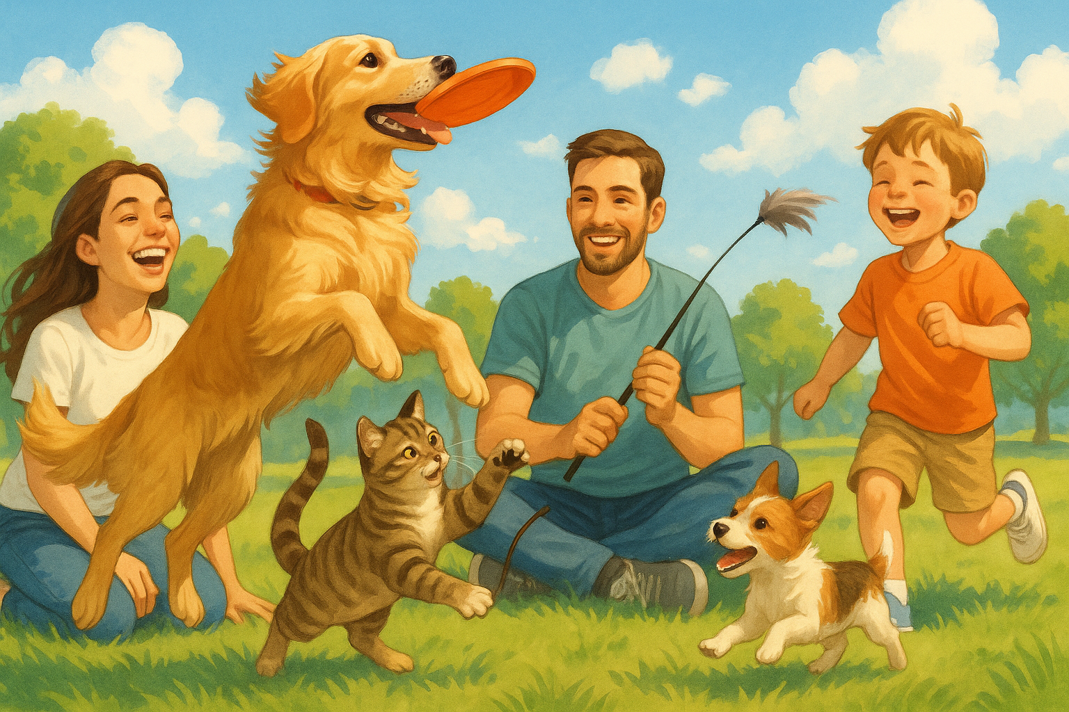 mascotas jugando con sus dueños 