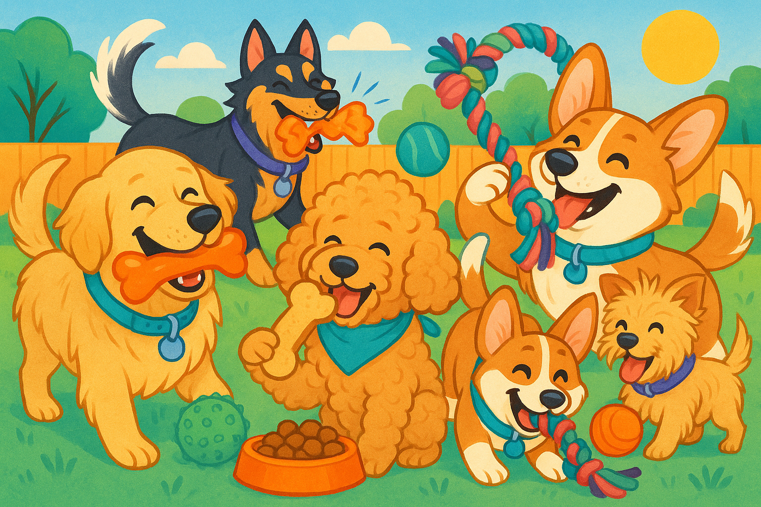  vibrant image of happy dogs using our products